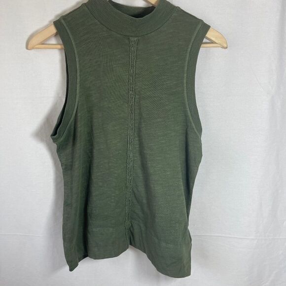 Anthropologie Army Green Center Seam Sleeveless Shell Top Sz XS - Picture 1 of 10